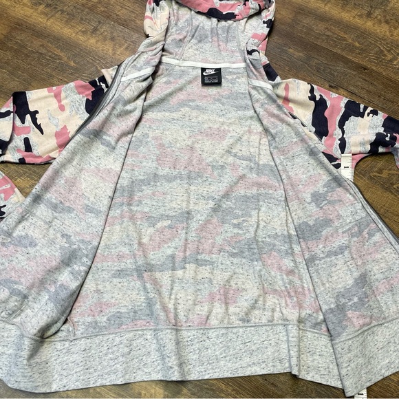 Nike Full Zip Hooded Jacket Womens Sz XL Gray Black Pink Camouflage Hoodie - Picture 9 of 13